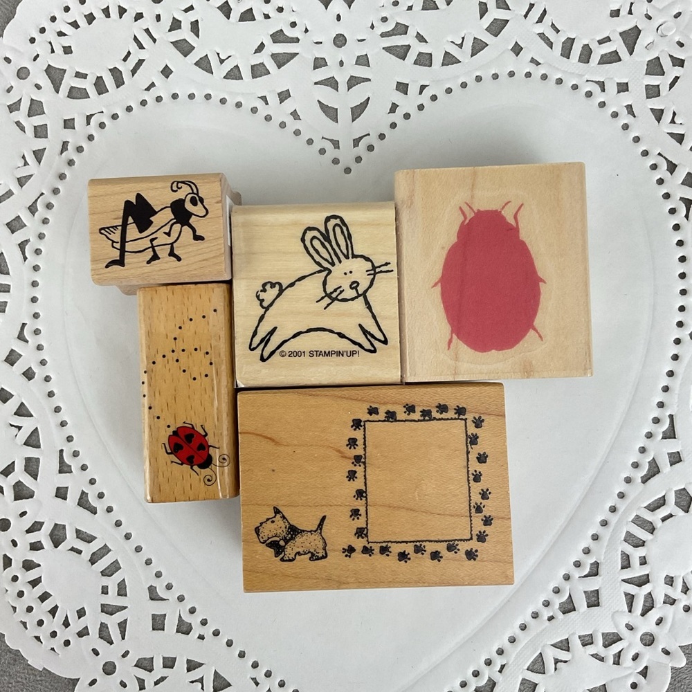 Assorted animal rubber stamps many vintage lot of 5